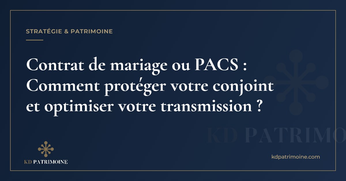 Lire la suite à propos de l’article Contrat de mariage ou PACS : Comment protéger votre conjoint et optimiser votre transmission ?