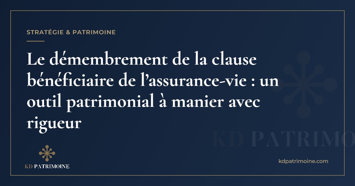Vous consultez actuellement Le démembrement de la clause bénéficiaire de l’assurance-vie : un outil patrimonial à manier avec rigueur